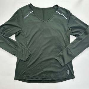RBX X-Dri Women's Olive Green V-Neck Long Sleeve Performance Workout Top